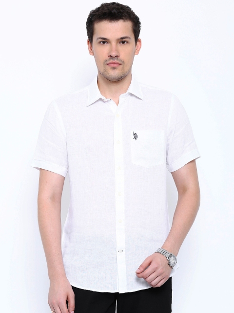 

U.S. Polo Assn. White Tailored Fit Linen Casual Shirt