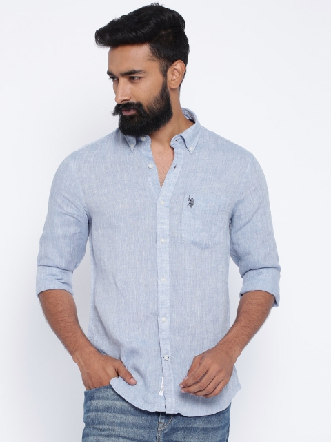 

U.S. Polo Assn. Blue Tailored Linen Casual Shirt