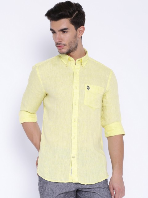 

U.S. Polo Assn. Yellow Tailored Linen Casual Shirt