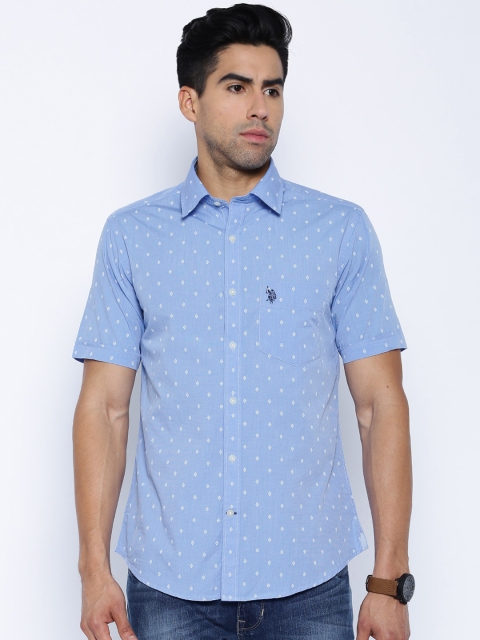 

U.S. Polo Assn. Blue Printed Tailored Fit Casual Shirt