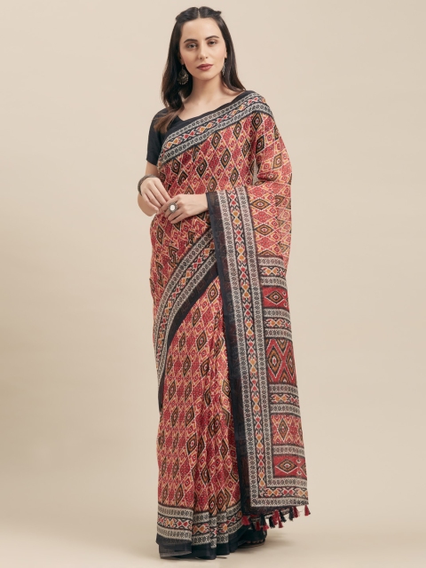 

Vaamsi Black & Red Art Silk Printed Saree