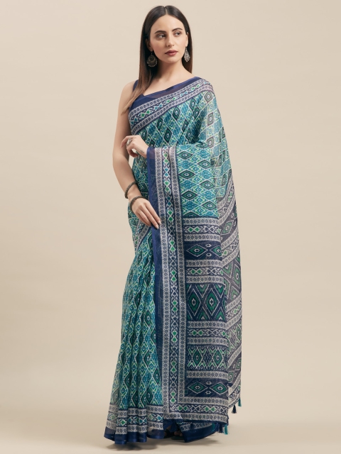 

Vaamsi Navy Blue Printed Art Silk Saree