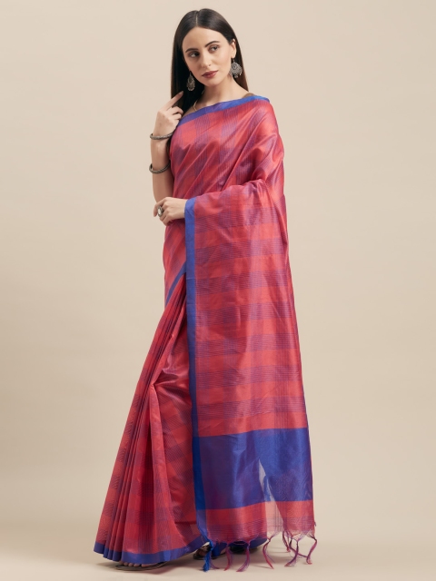 

Vaamsi Pink & Blue Silk Cotton Checked Saree