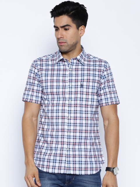 

U.S. Polo Assn. Navy & White Checked Tailored Fit Casual Shirt, Navy blue