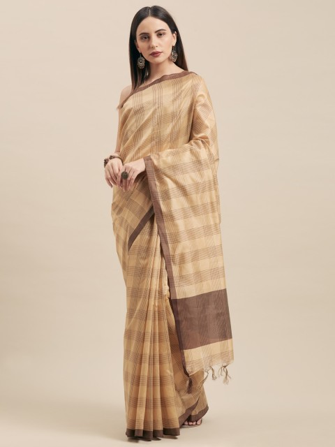 

Vaamsi Beige Checked Silk Cotton Saree