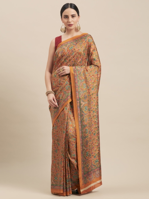 

Vaamsi Mustard Yellow & Red Art Silk Printed Saree