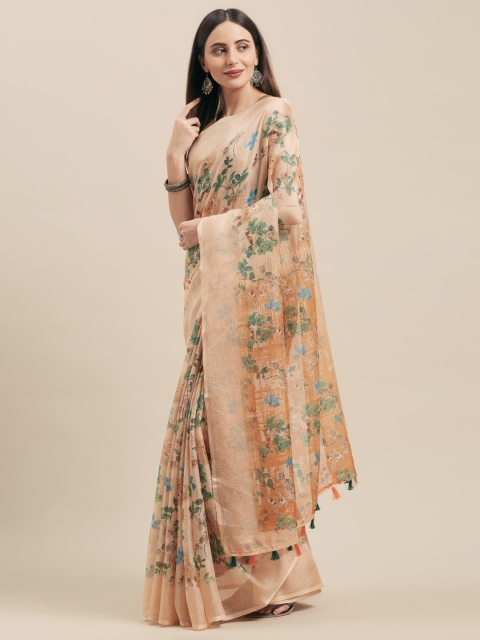 

Vaamsi Beige & Green Art Silk Printed Saree