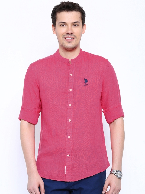 

U.S. Polo Assn. Pink Linen Casual Shirt