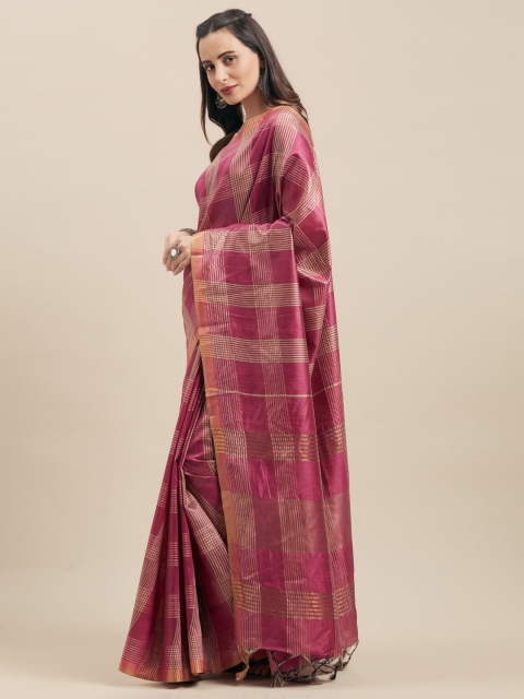 

Vaamsi Pink & Beige Silk Cotton Checked Saree