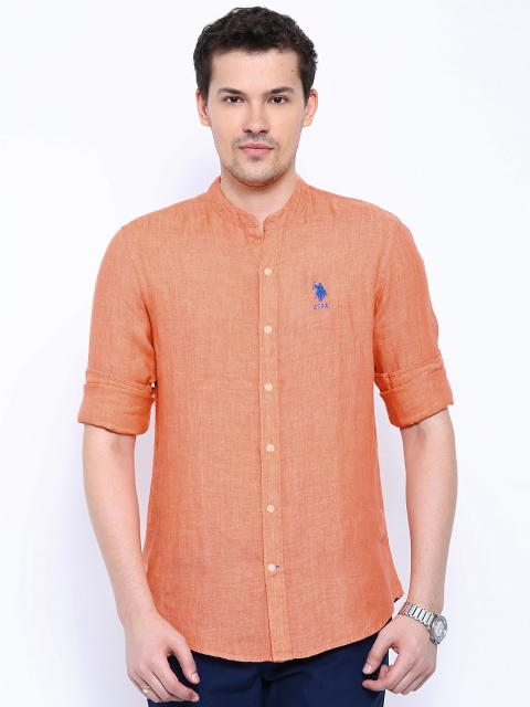 

U.S. Polo Assn. Orange Linen Casual Shirt