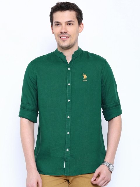 

U.S. Polo Assn. Green Linen Casual Shirt