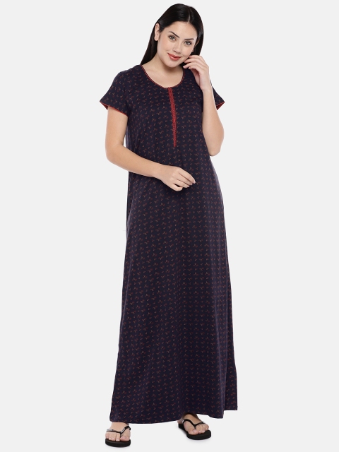 

Sweet Dreams Navy Blue Printed Nightdress FF-290725