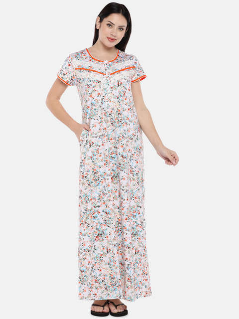 

Sweet Dreams Off-White Printed Nightdress FF-290726