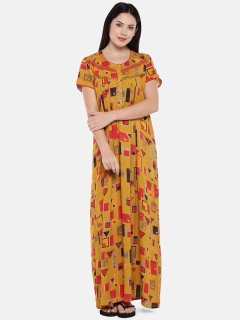 

Sweet Dreams Mustard Yellow Printed Nightdress FF-290717