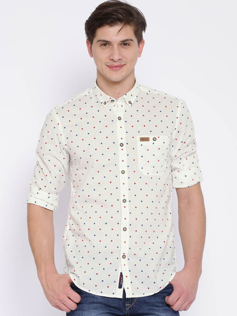 

U.S. Polo Assn. Denim Co. Men White Regular Fit Printed Casual Shirt