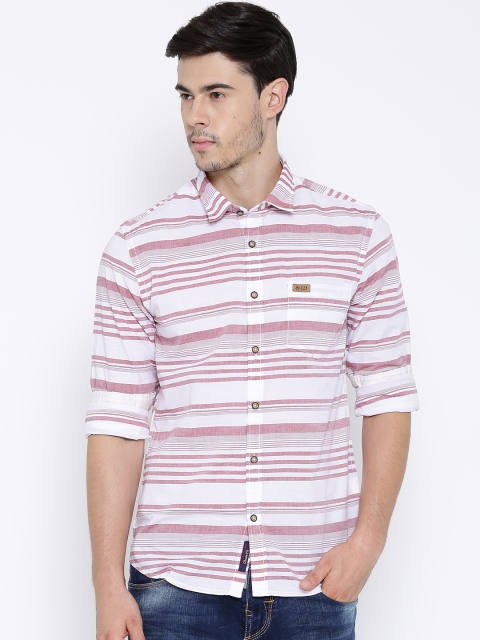 

U.S. Polo Assn. Denim Co. Off-White & Rust Red Striped Casual Shirt