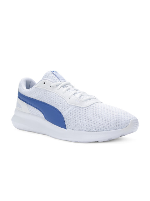 

Puma Unisex White & Blue Woven Design Sneakers