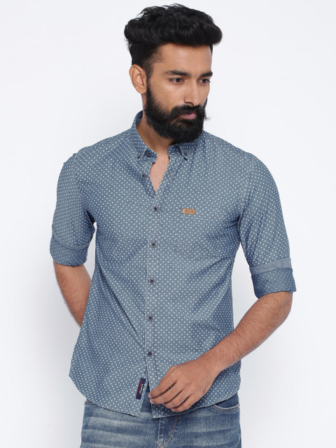 

U.S. Polo Assn. Denim Co. Blue Printed Denim Casual Shirt