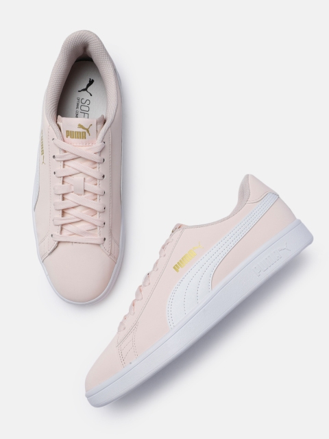 

Puma Women Peach-Coloured & White Smash V2 Colourblocked Sneakers