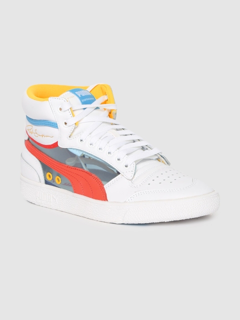 

Puma Unisex White & Orange Colourblocked Ralph Sampson Mid Glass Mid-Top Sneakers