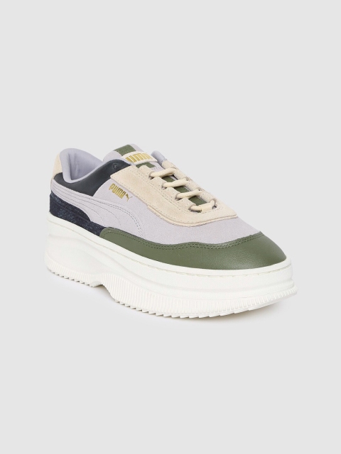 

Puma Women Grey & Green Deva Reptile Leather Colourblocked Sneakers
