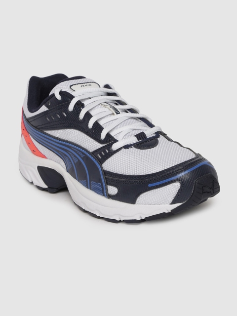 

Puma Unisex White & Navy Blue Colourblocked Axis Tech Sneakers
