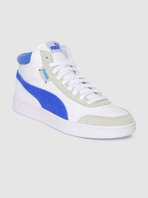 

Puma Unisex White & Blue Court Legend Leather Sneakers