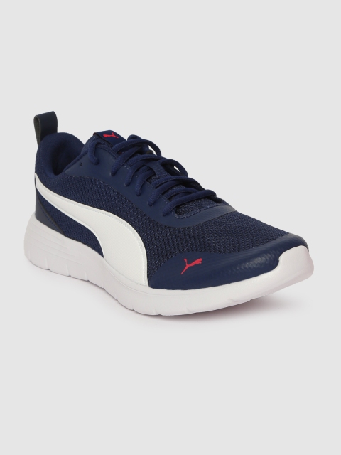 Unisex Navy Blue & White Colourblocked Flex Renew Sneakers