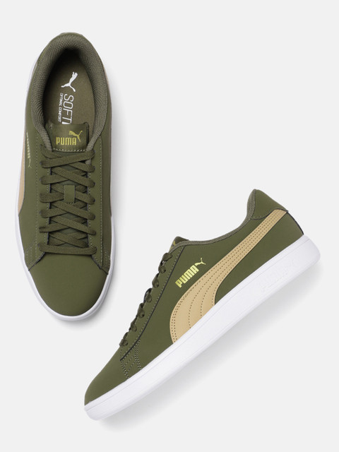 

Puma Unisex Olive Green Smash V2 Buck Sneakers