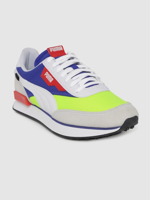 

Puma Unisex White & Blue Rider Play On Leather Sneakers