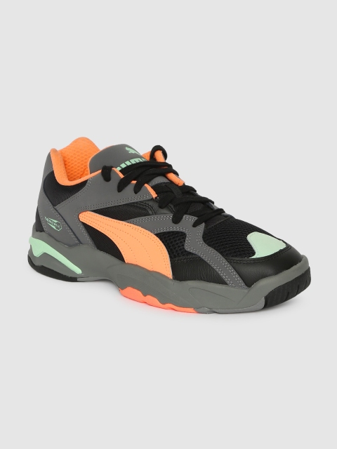 Puma Unisex Black & Orange Colourblocked Performer Clay Sneakers