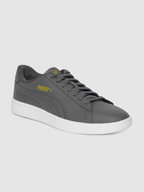 

Puma Unisex Grey Smash V2 Leather Sneakers