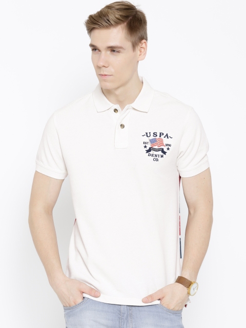 

U.S. Polo Assn. Denim Co. Off-White Printed Polo T-shirt