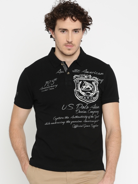 

U.S. Polo Assn. Denim Co. Men Black Printed Polo T-shirt