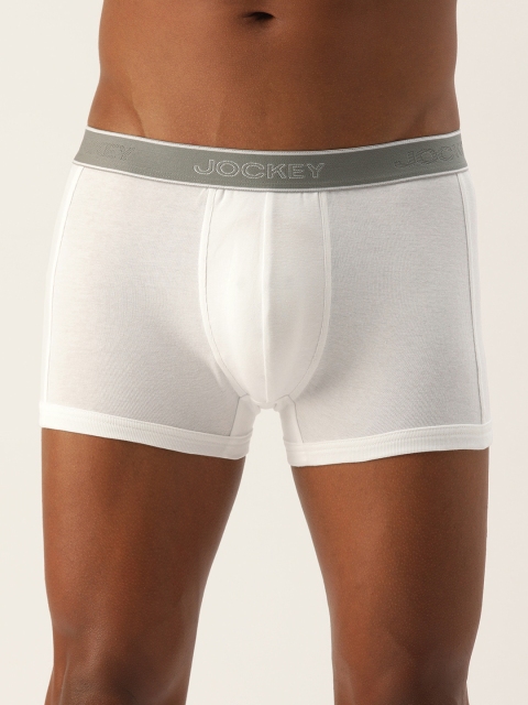 

Jockey Men White Solid Modern Trunks 1015-0105
