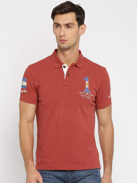 

U.S. Polo Assn. Denim Co. Men Red Solid Polo Collar T-shirt