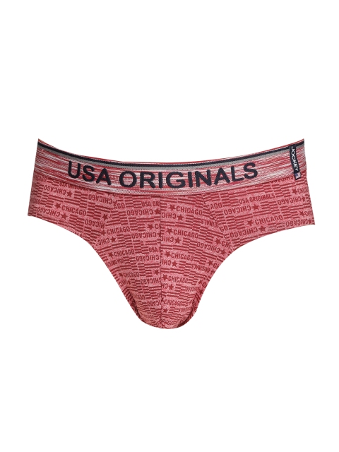 

Jockey Men Pink and Maroon Typography Print Basic Briefs US69-0105