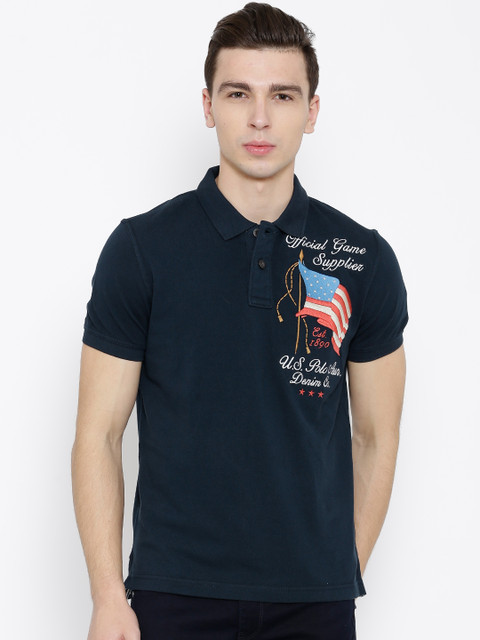 

U.S. Polo Assn. Denim Co. Navy Polo T-shirt with Appliques, Navy blue