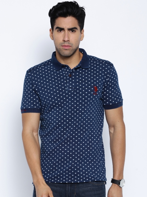 

U.S. Polo Assn. Denim Co. Navy Printed Polo Pure Cotton T-shirt, Navy blue