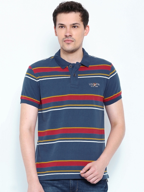 

U.S. Polo Assn. Denim Co. Blue & Red Striped Polo T-shirt
