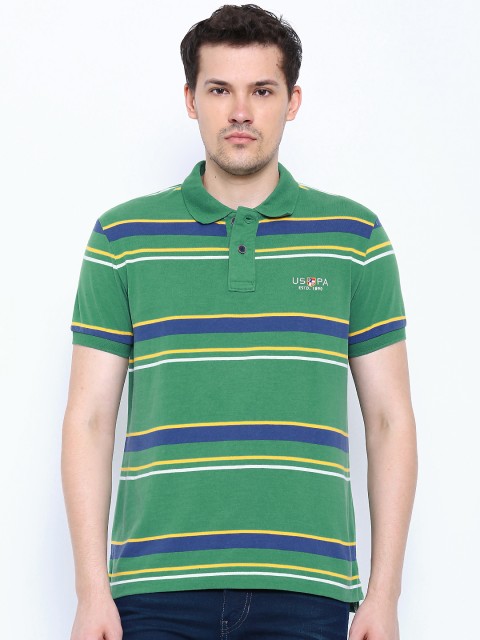 

U.S. Polo Assn. Denim Co. Green & Blue Striped Polo T-shirt
