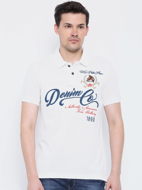 

U.S. Polo Assn. Denim Co. White Embroidered Polo T-shirt