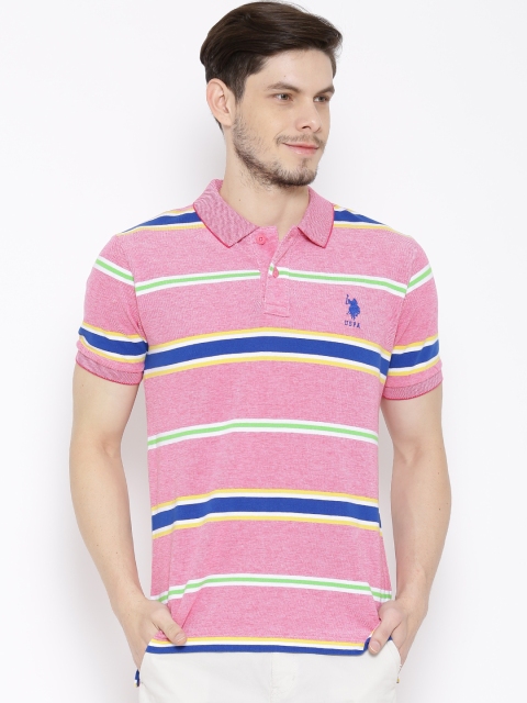 

U.S. Polo Assn. Pink Striped Polo T-shirt