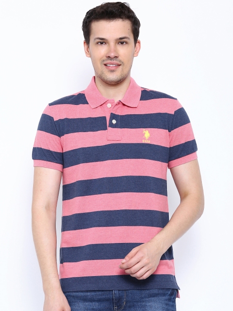 

U.S. Polo Assn. Pink & Navy Striped Polo T-shirt