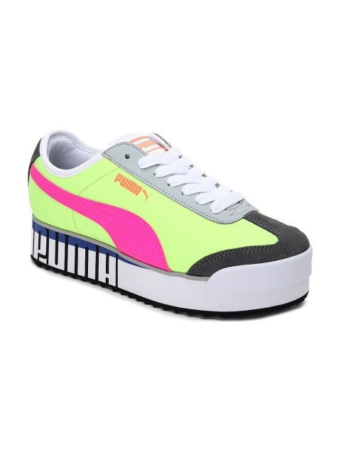 

Puma Women Fluorescent Green & Pink Roma Amor Logo Sneakers