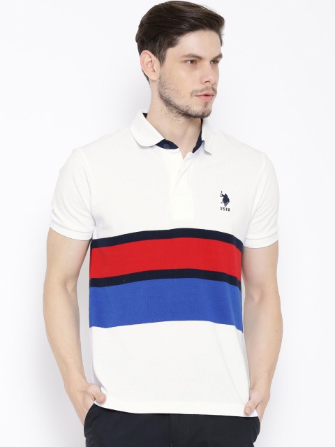 

U.S. Polo Assn. White Striped Polo T-shirt