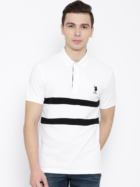 

U.S. Polo Assn. White Striped Pure Cotton T-shirt