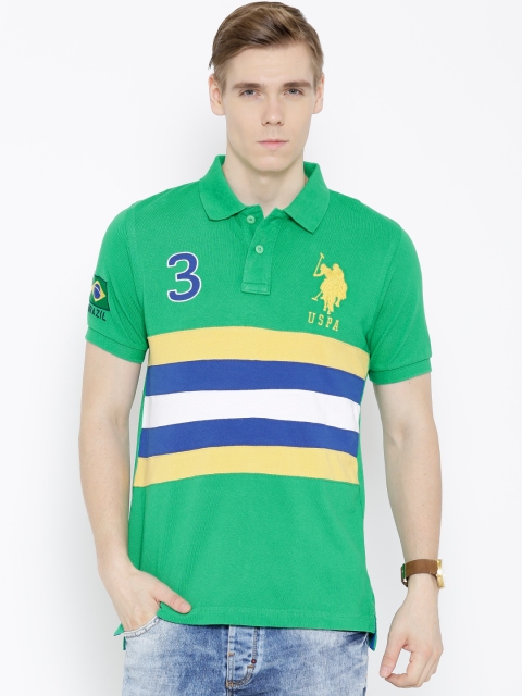 

U.S. Polo Assn. Green Striped Polo T-shirt