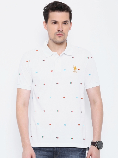 

U.S. Polo Assn. White Embroidered Polo T-shirt