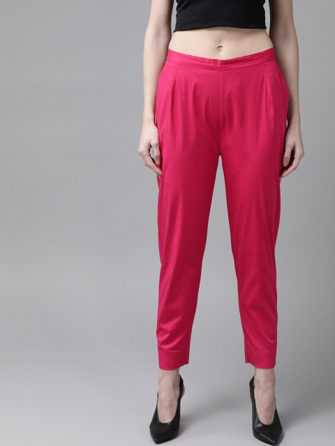 

Ginni Arora Label Women Magenta Slim Fit Solid Cigarette Trousers